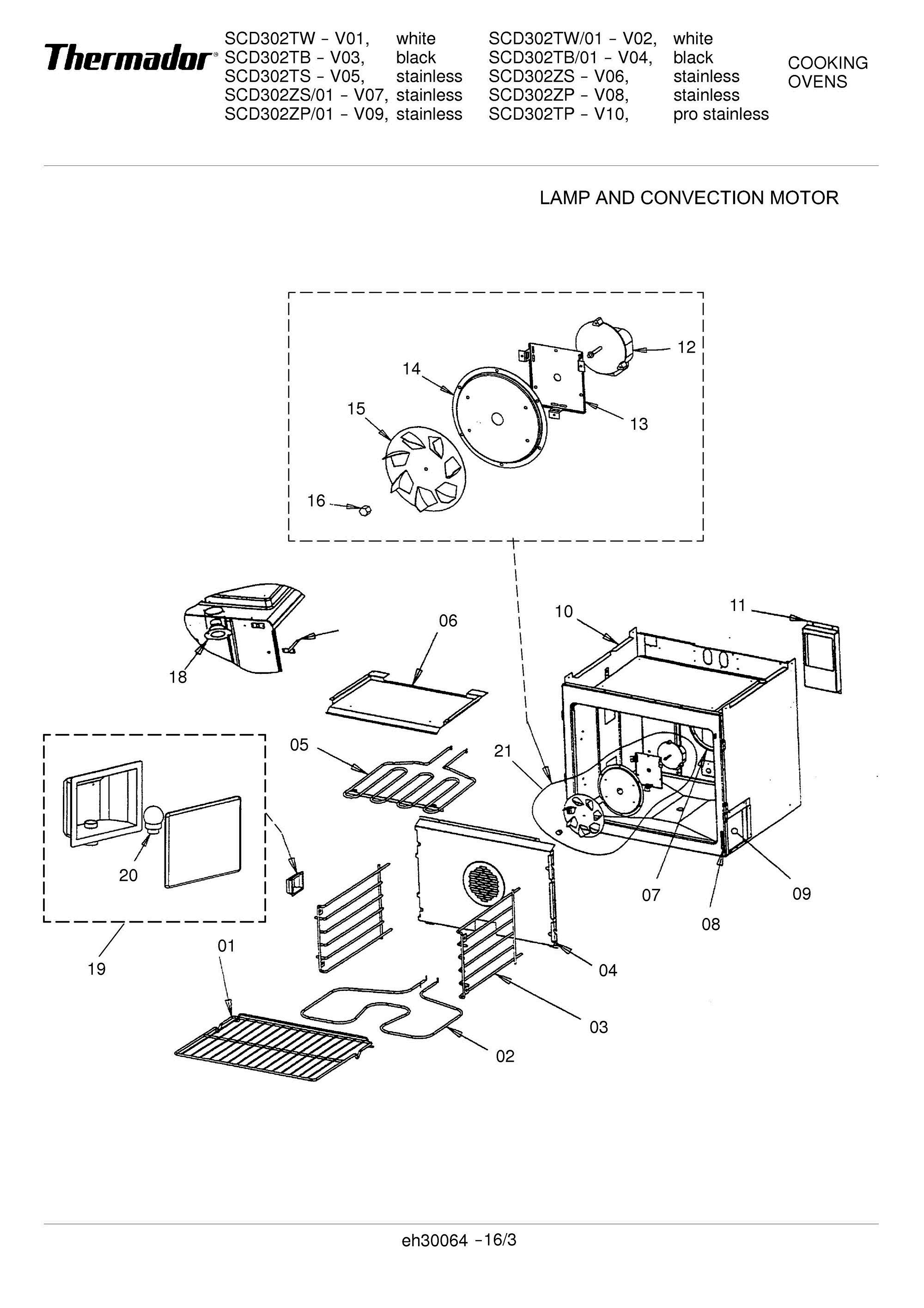 04 - LAMP AND CONVECTION MOTOR Diagram and Parts List for SCD302ZS  Bosch Range