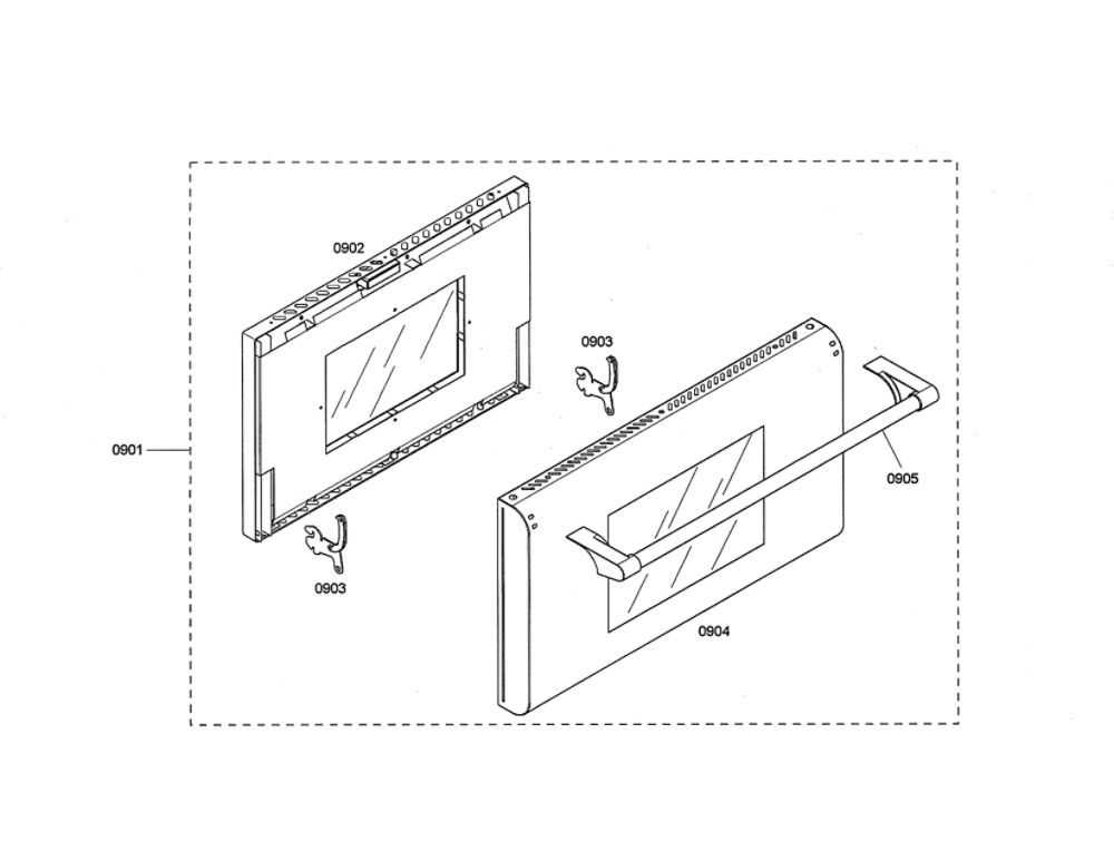 Door Diagram and Parts List for PDR364GDZS 08 Thermador Range