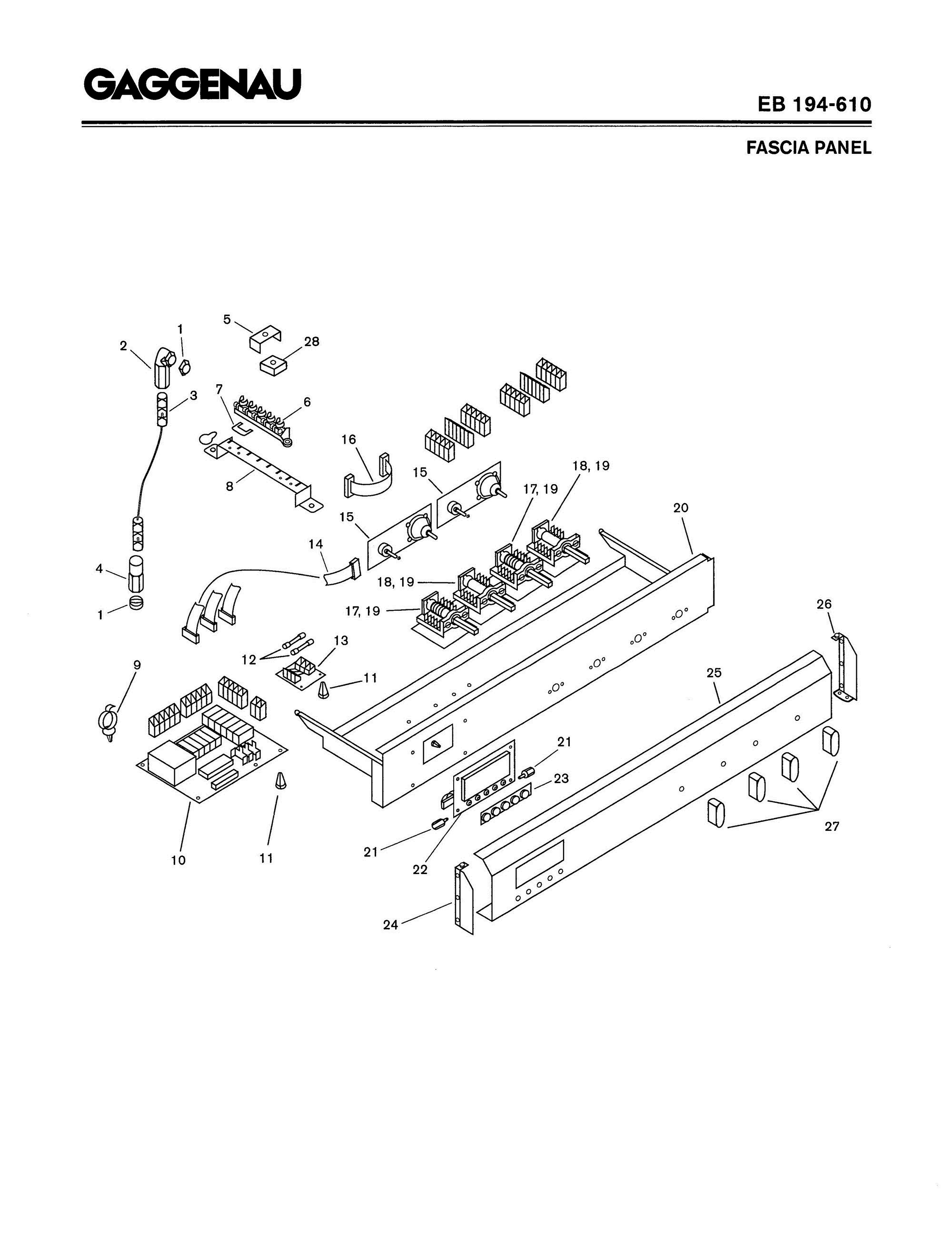 04 - FASCIA PANEL Diagram and Parts List for EB194-610  Bosch Range