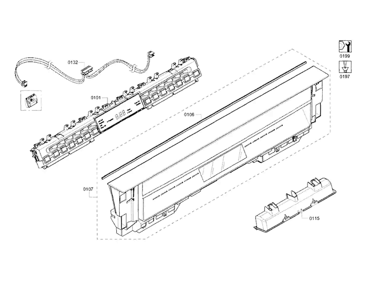 Control Panel Diagram and Parts List for SHE68T55UC 03 Bosch Dishwasher