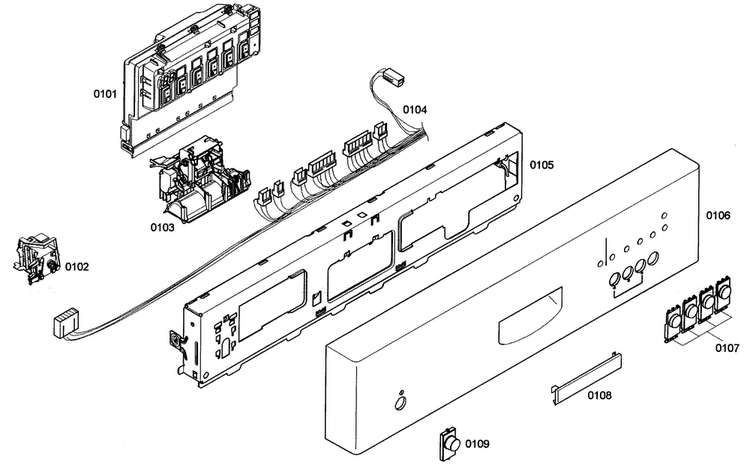 Control Panel Diagram and Parts List for SHE42L16UC 38 Bosch Dishwasher
