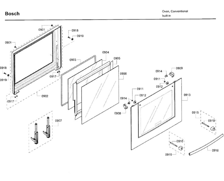 Door Asy Diagram and Parts List for HBL8750UC 12 Bosch Microwave Oven Combo