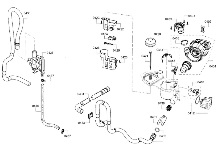 Pump Assy Diagram and Parts List for SHE3AR56UC 16 Bosch Dishwasher