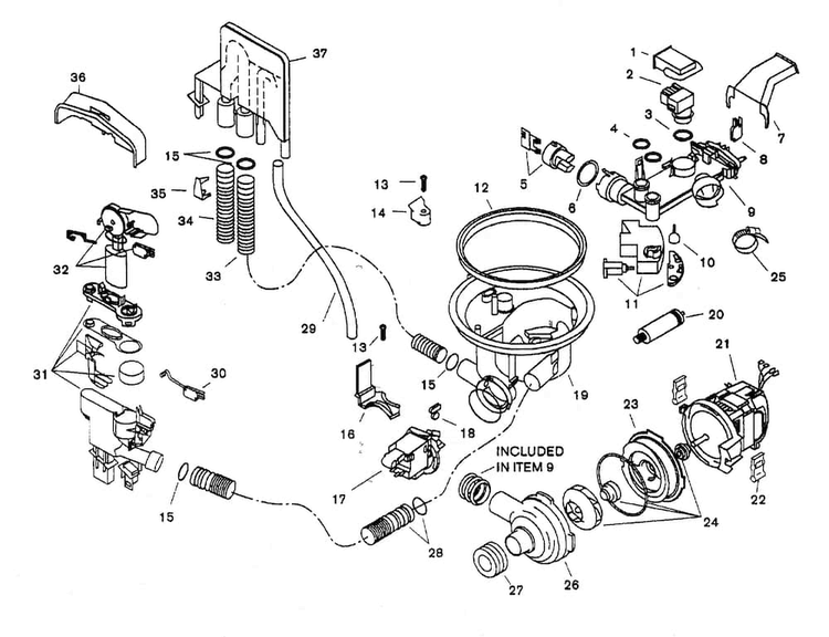Component Assy Diagram and Parts List for SHU6805UC 12 Bosch Dishwasher