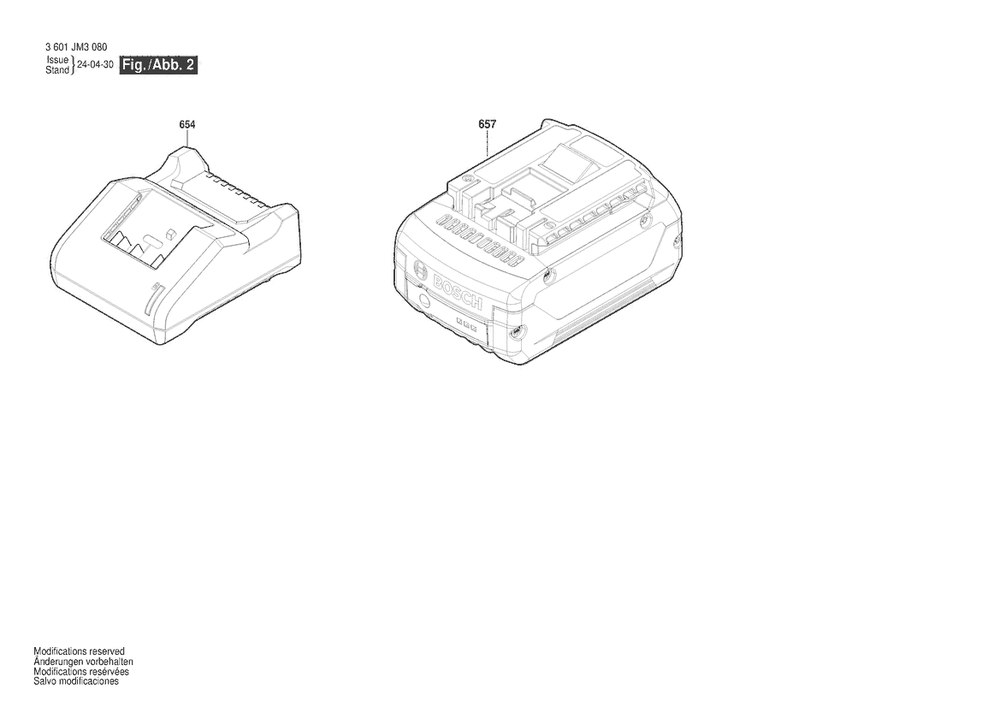 Section 2 Diagram and Parts List for 3601JM3080  Bosch Circular Saw