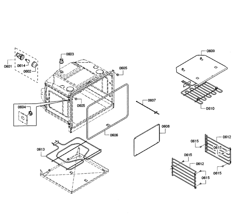 Oven Lower Diagram and Parts List for HBL3550UC 10 Bosch Wall Oven