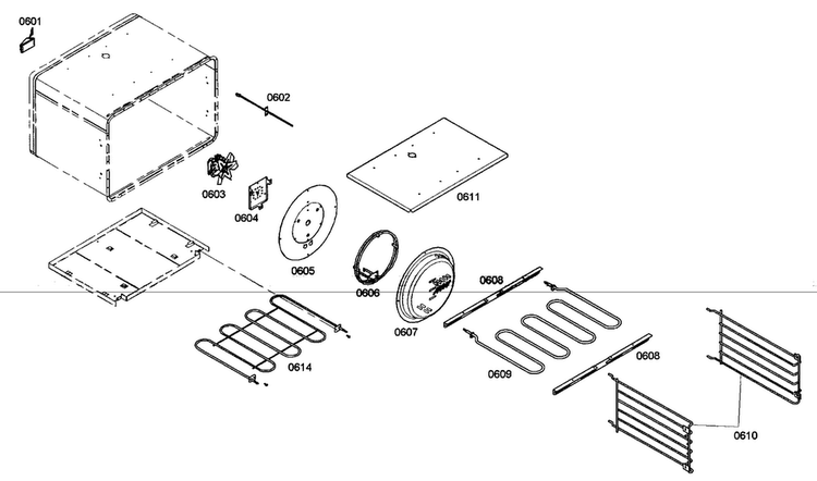 Oven Diagram and Parts List for PRD304EHC 02 Thermador Range