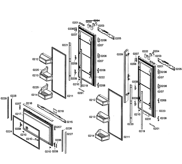 Door Assy Diagram and Parts List for T36IT71NNP 03 Thermador Refrigerator