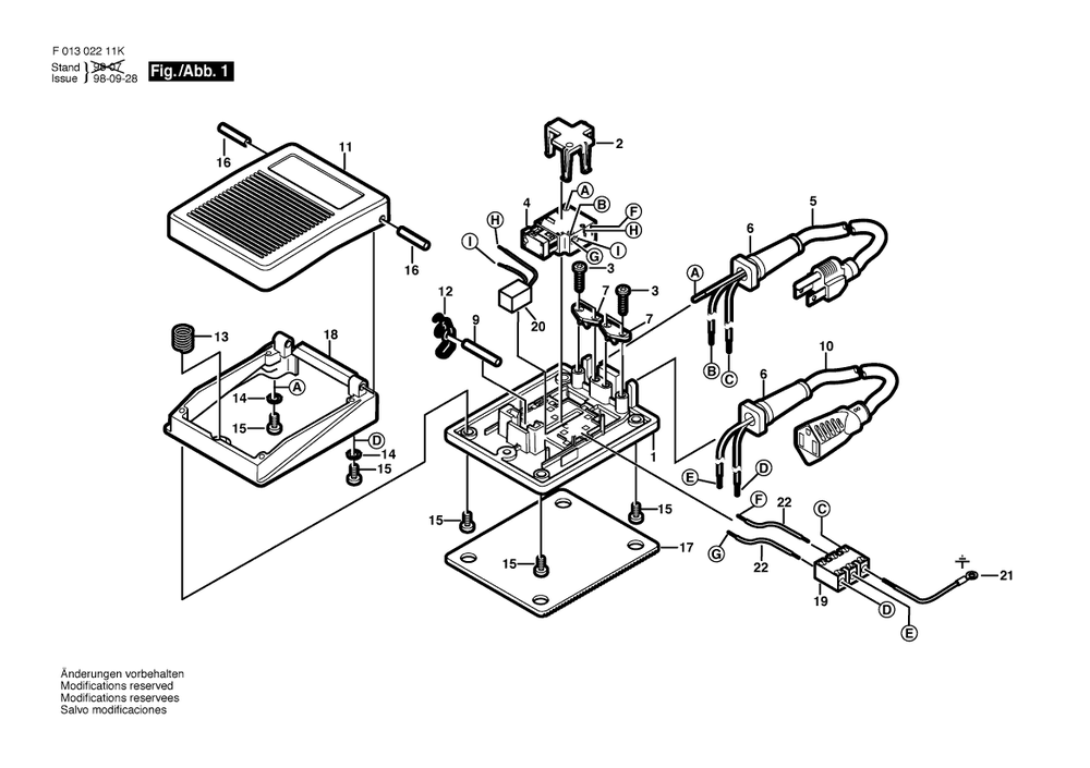 Diagram Diagram and Parts List for 221 F 013 022 11K Bosch Foot Switch