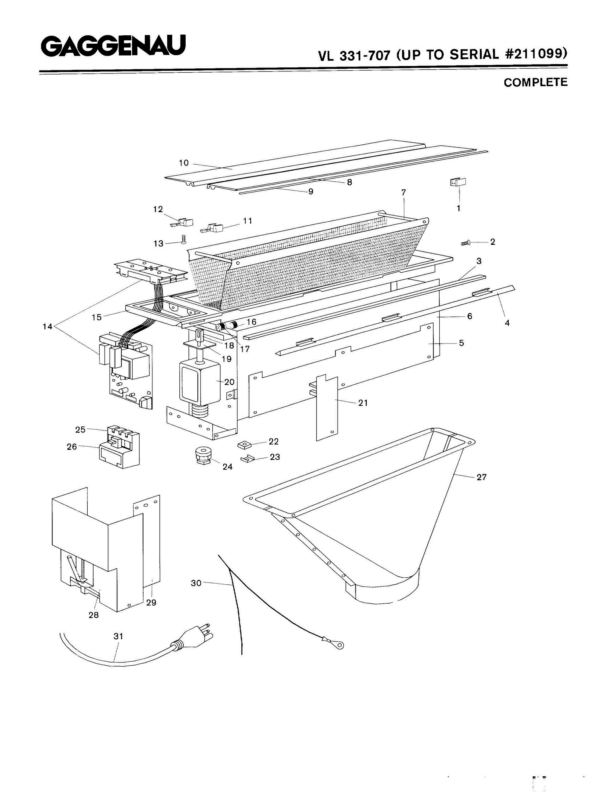 01 - COMPLETE Diagram and Parts List for VL331-707UPTO211099  Bosch Miscellaneous