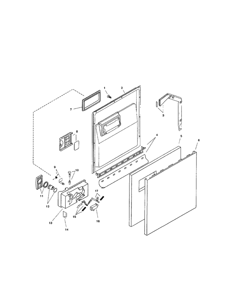 Door Assembly Diagram and Parts List for SHU5316UC 11 Bosch Dishwasher
