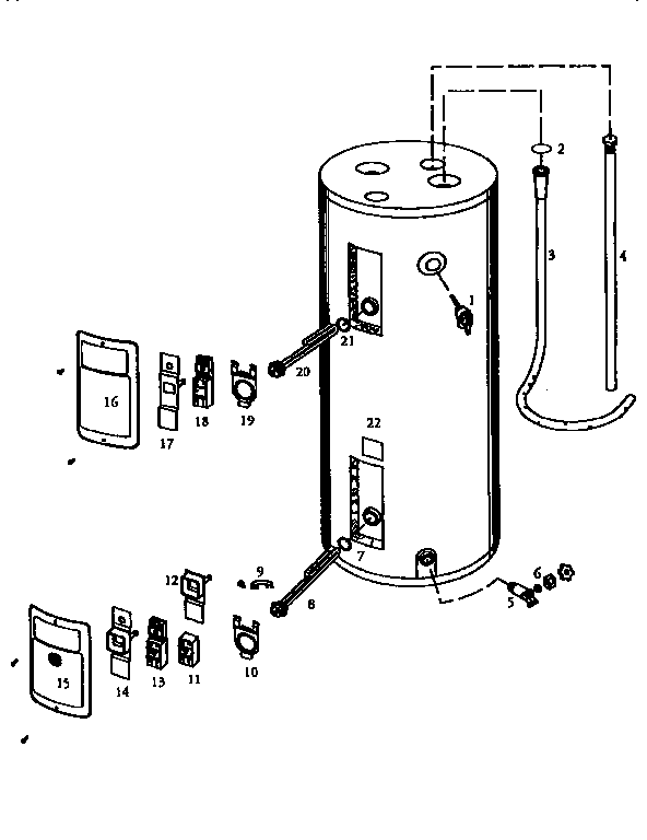52 Gallon Model Diagram and Parts List for 153311550  Kenmore Heater