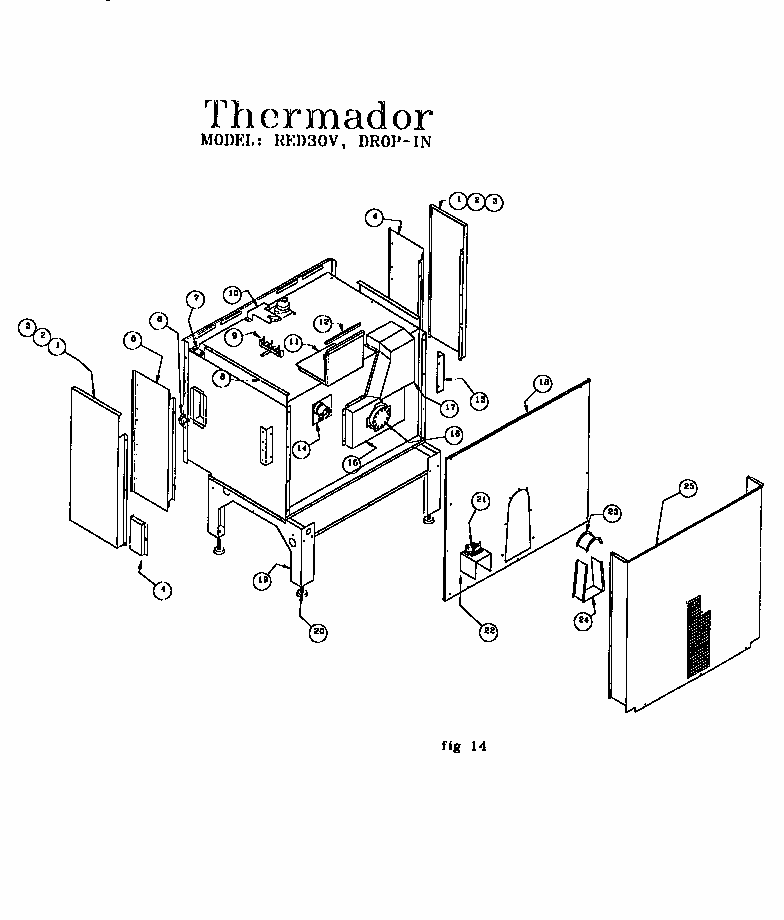 Drop-in Diagram and Parts List for RED30VQRS 9708 & UP Thermador Range