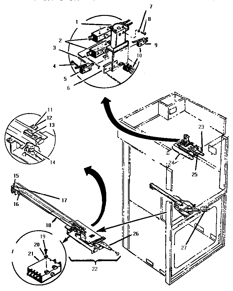 Latch Assemblies Diagram and Parts List for CMT127  Thermador Microwave