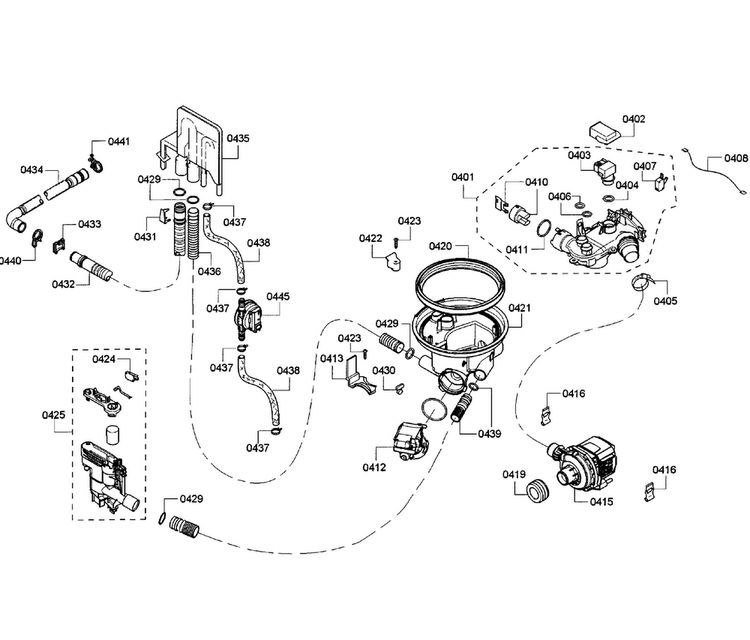 Pump Assy Diagram and Parts List for SHX68R52UC 68 Bosch Dishwasher