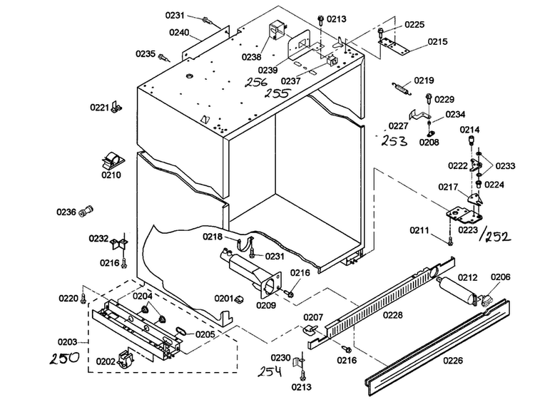 Cabinet Parts Diagram and Parts List for KBUDT4255E 01 Thermador Refrigerator