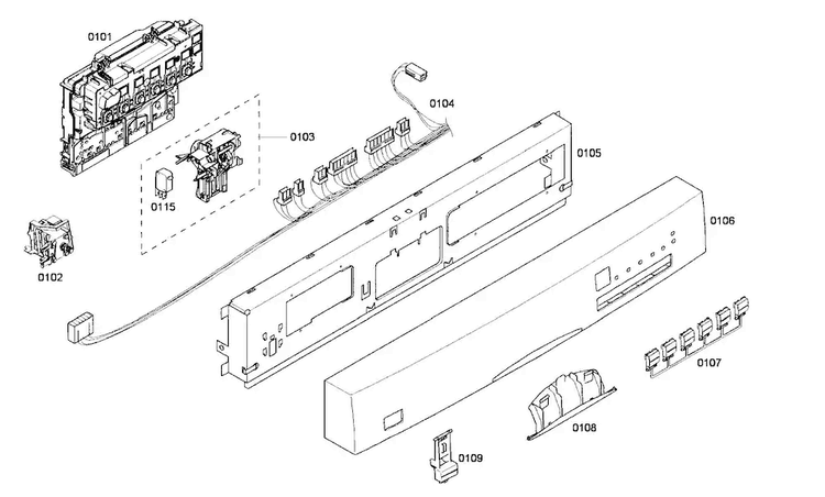 Control Panel Diagram and Parts List for SHE45M02UC 56 Bosch Dishwasher