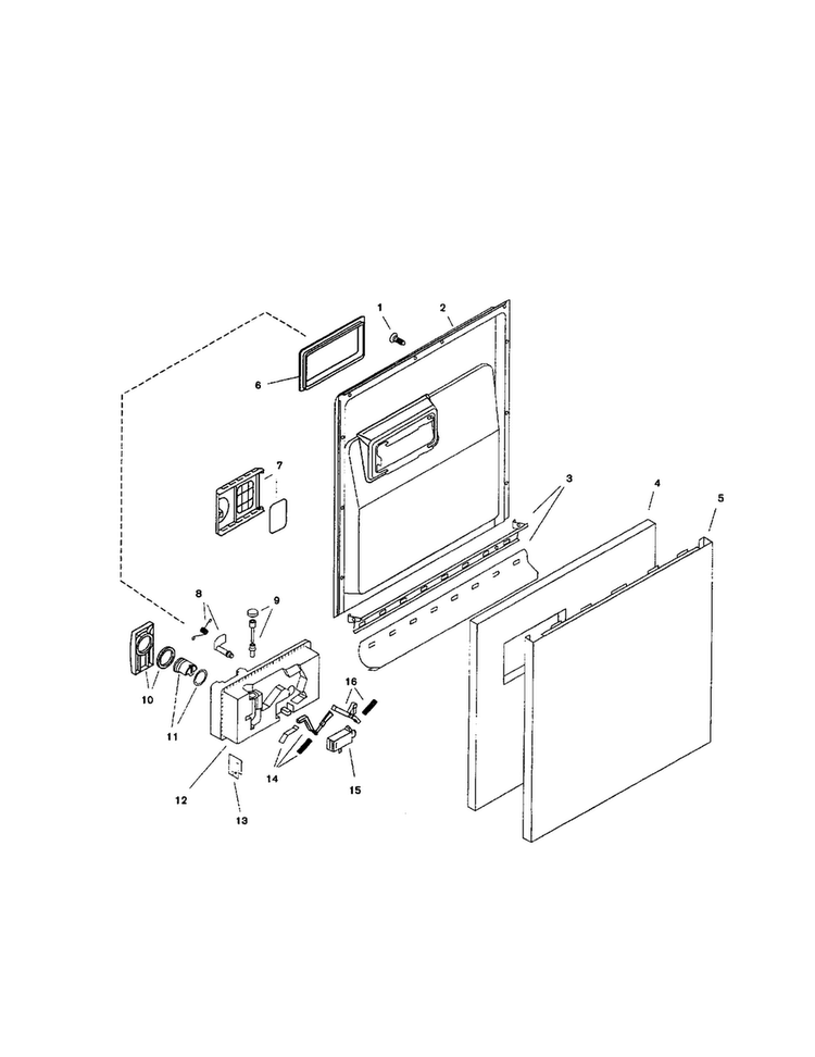 Door Assembly Diagram and Parts List for SHU5312UC 12 Bosch Dishwasher