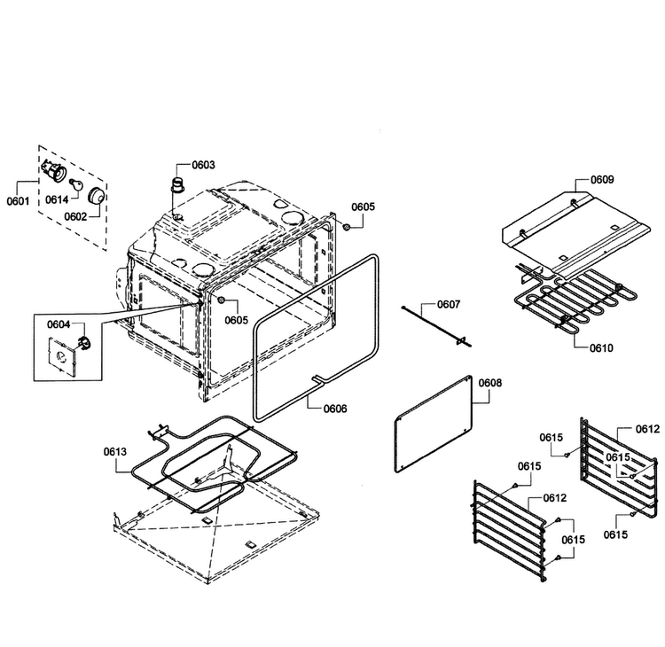 Oven Lower Diagram and Parts List for HBL3560UC 09 Bosch Wall Oven