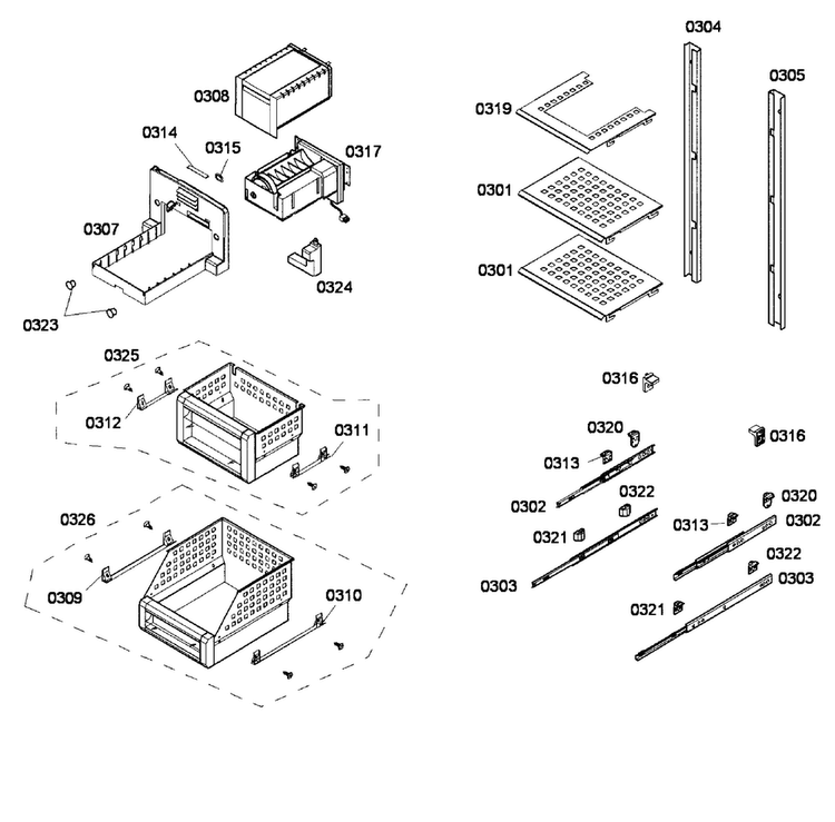 Shelfs Diagram and Parts List for T18ID80NRP 38 Thermador Freezer