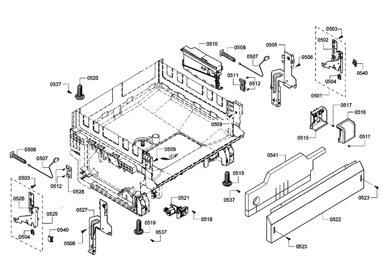Base Diagram and Parts List for SHX3AR55UC 15 Bosch Dishwasher