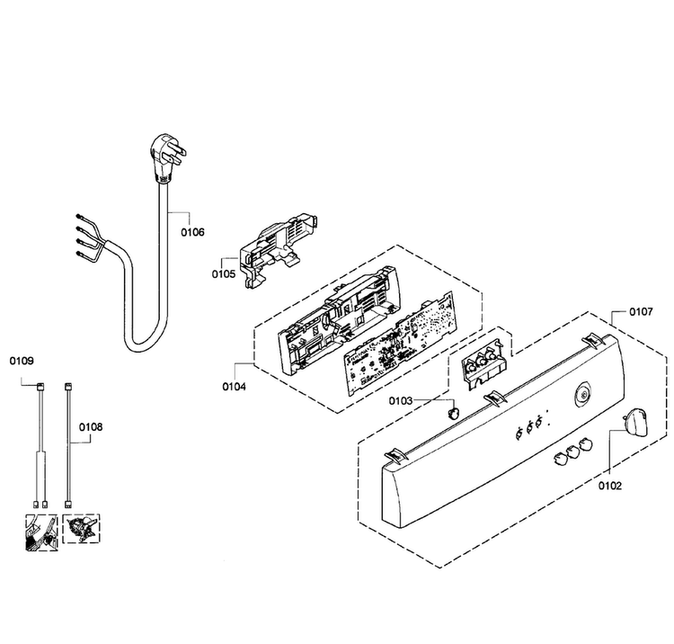 Control Panel Diagram and Parts List for WTC82100US 05 Bosch Dryer