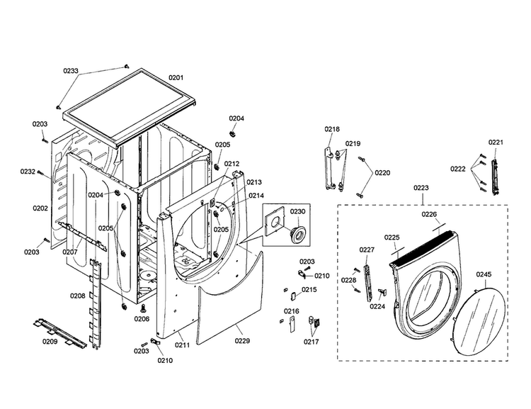 Body/door Diagram and Parts List for WTMC8330CN 05 Bosch Dryer