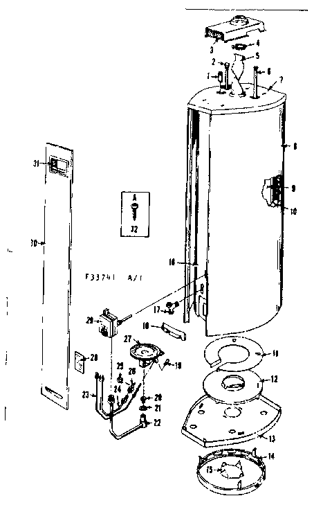 Replacement Parts Diagram and Parts List for 15333741  Kenmore Water Heater