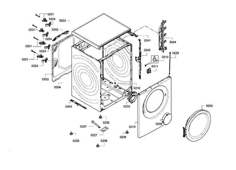 Frame Diagram and Parts List for WAP24202UC 14 Bosch Washer