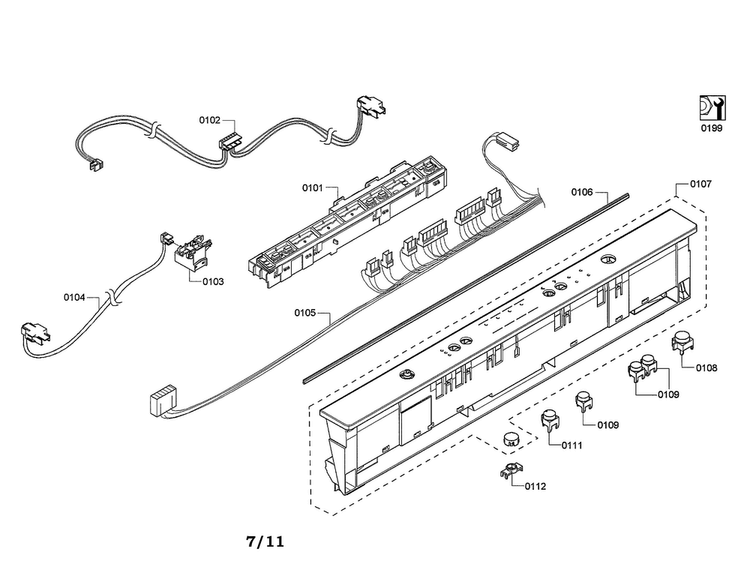 Fascia Panel/control Module Diagram and Parts List for SHX4AP06UC 05 Bosch Dishwasher