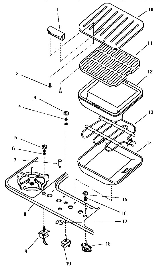 Controls / Griddle Diagram and Parts List for SGS36GW  Thermador Cooktop