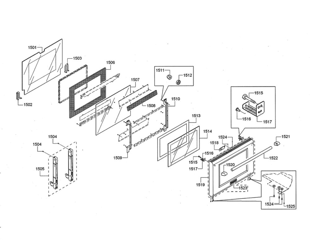 Door Diagram and Parts List for PRD48JDSGU 06 Thermador Range