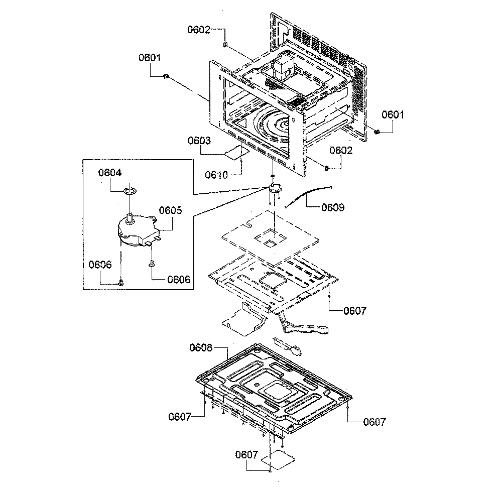 Base plate/turntable motor Diagram and Parts List for HMCP0252UC 03 Bosch Microwave