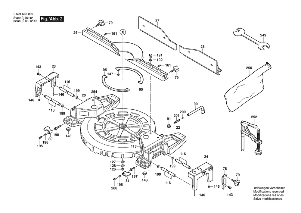 Section 2 Diagram and Parts List for 06016651A9  Bosch Miter Saw