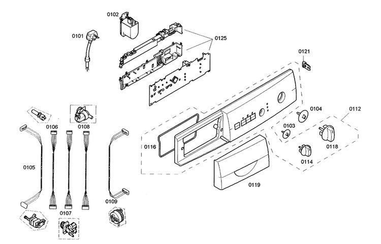 Control Panel Diagram and Parts List for WFL2090UC 11 Bosch Washer