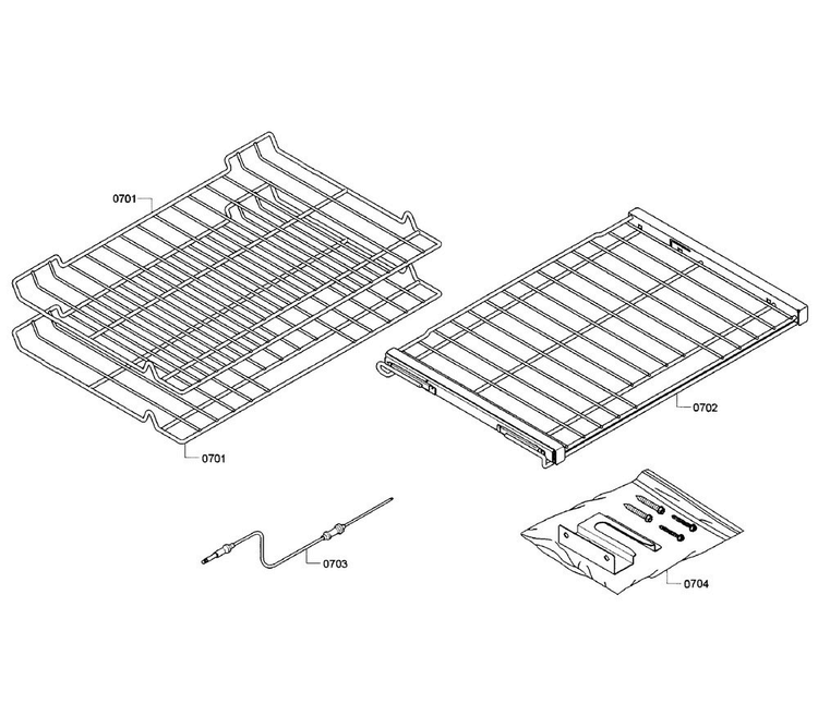 Rack Diagram and Parts List for HEIP054U 03 Bosch Range