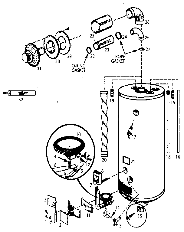 Replacement Parts Diagram and Parts List for 153333712  Kenmore Water Heater