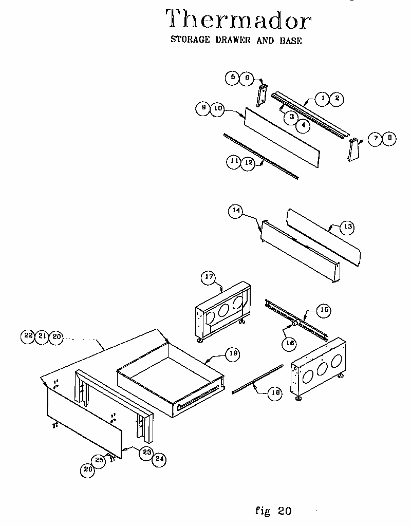 Storage Drawer And Base Diagram and Parts List for REF30RS 9707 & UP Thermador Range