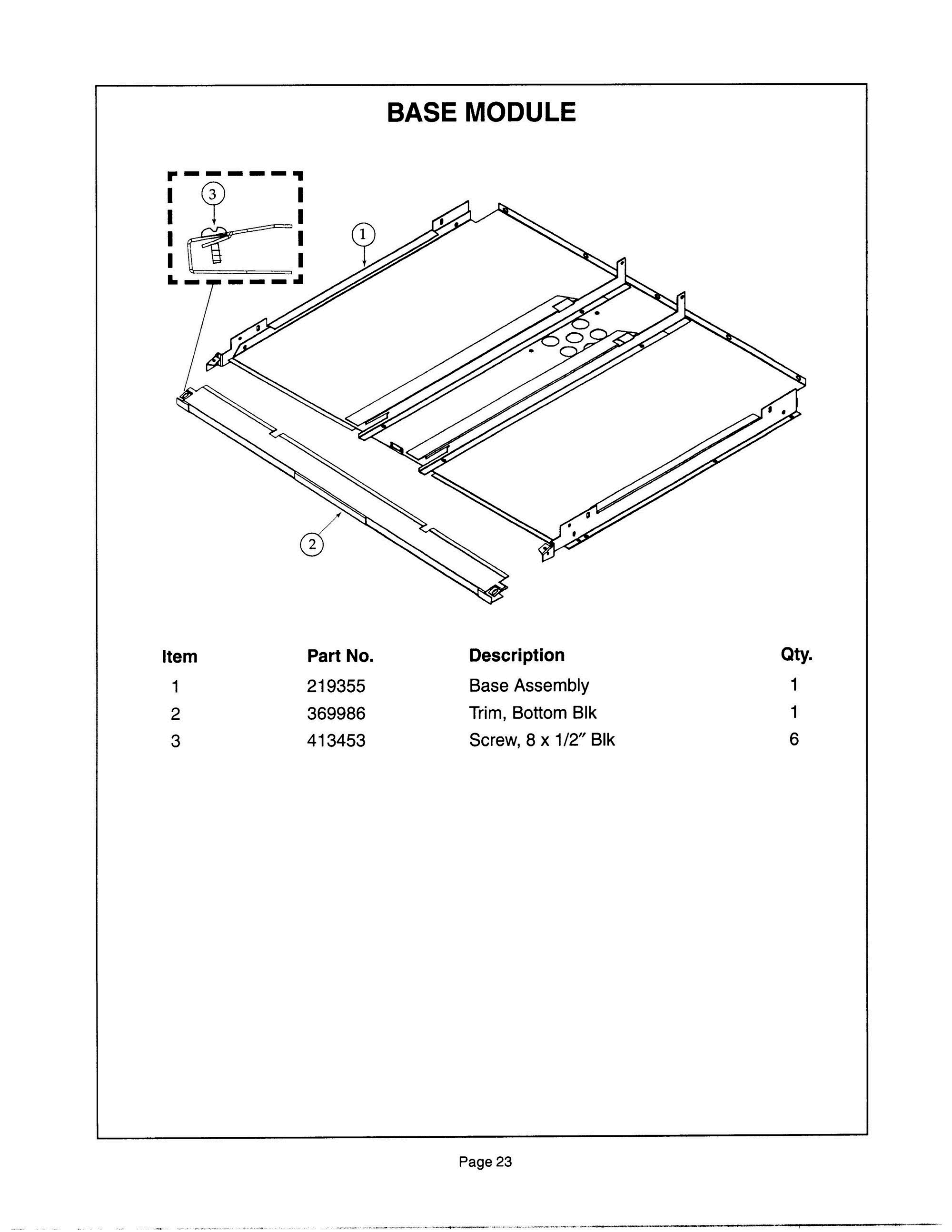 23 - BASE MODULE Diagram and Parts List for CJ302UW  Bosch Range
