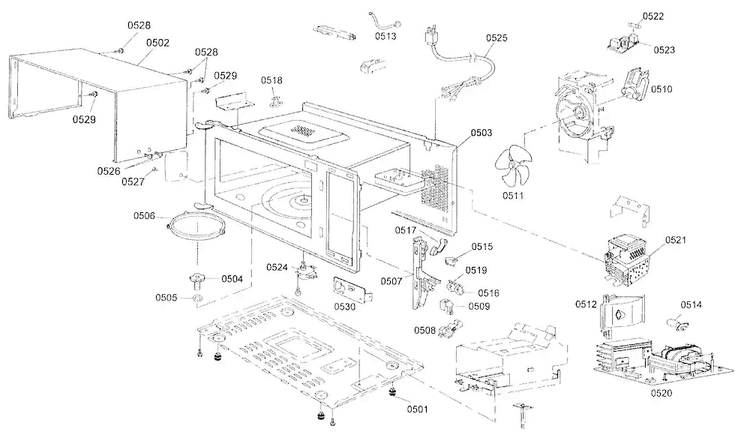 Microwave Parts Diagram and Parts List for MEM301ES01  Thermador Microwave