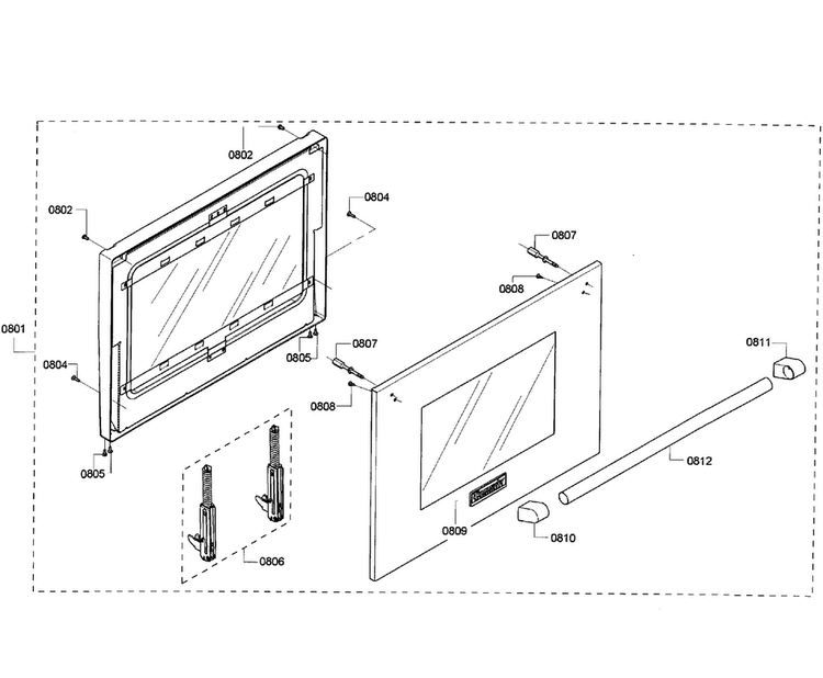 Door Assy Diagram and Parts List for PRD304GHU 09 Thermador Range