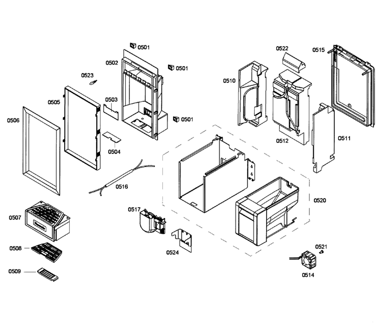 Dispenser Diagram and Parts List for T18ID80NLP 28 Thermador Freezer