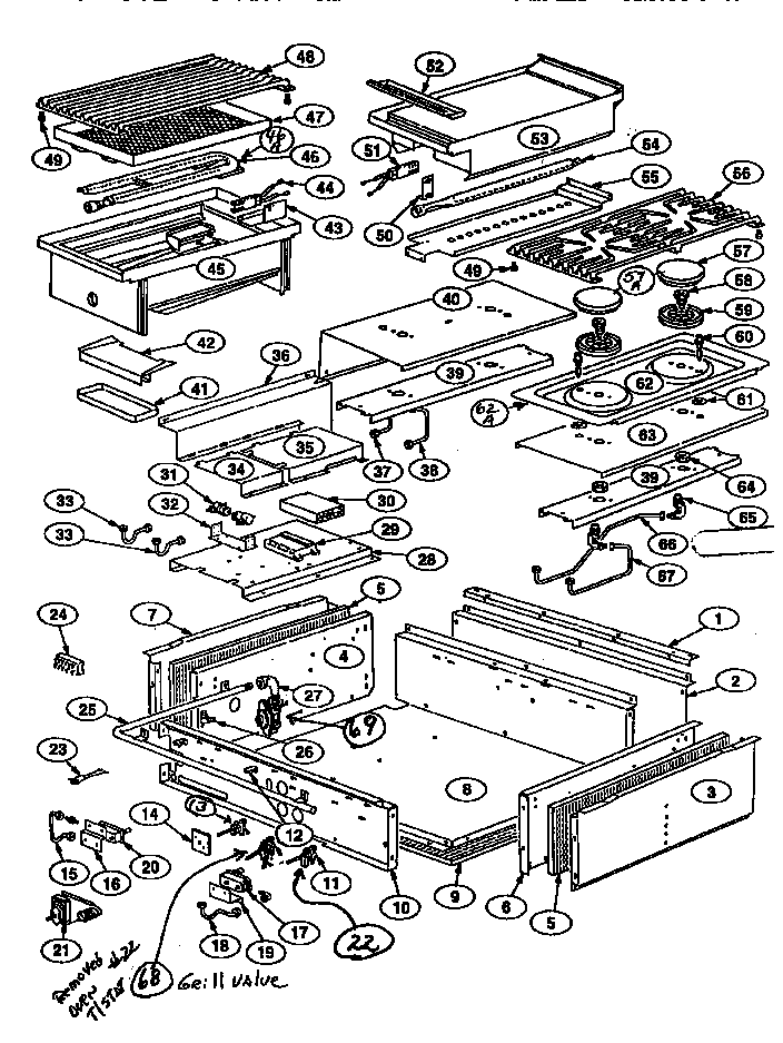 Section 7 Diagram and Parts List for GPS366  Thermador Cooktop