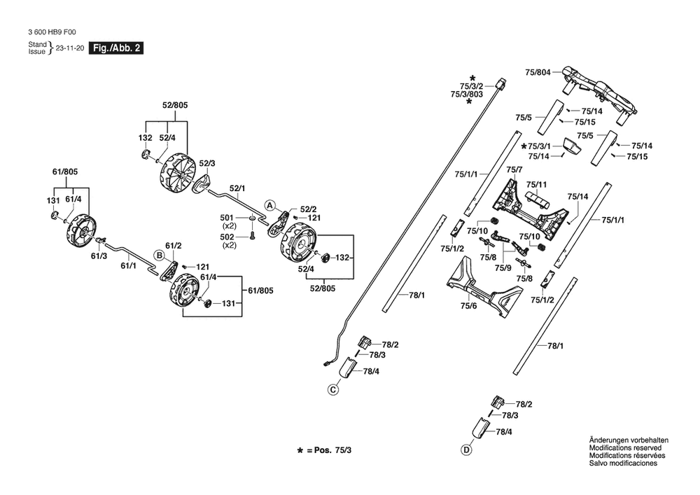 Section 2 Diagram and Parts List for 3600HB9F00  Bosch Lawn Mower
