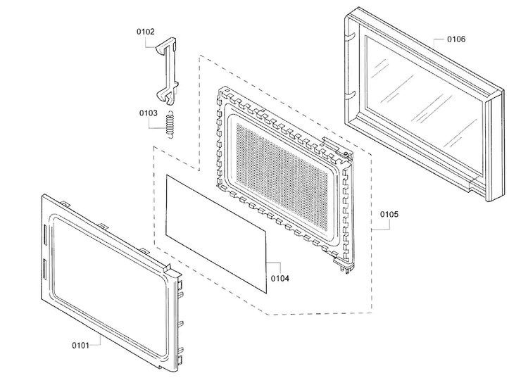 Door Diagram and Parts List for HMB5020 01 Bosch Microwave