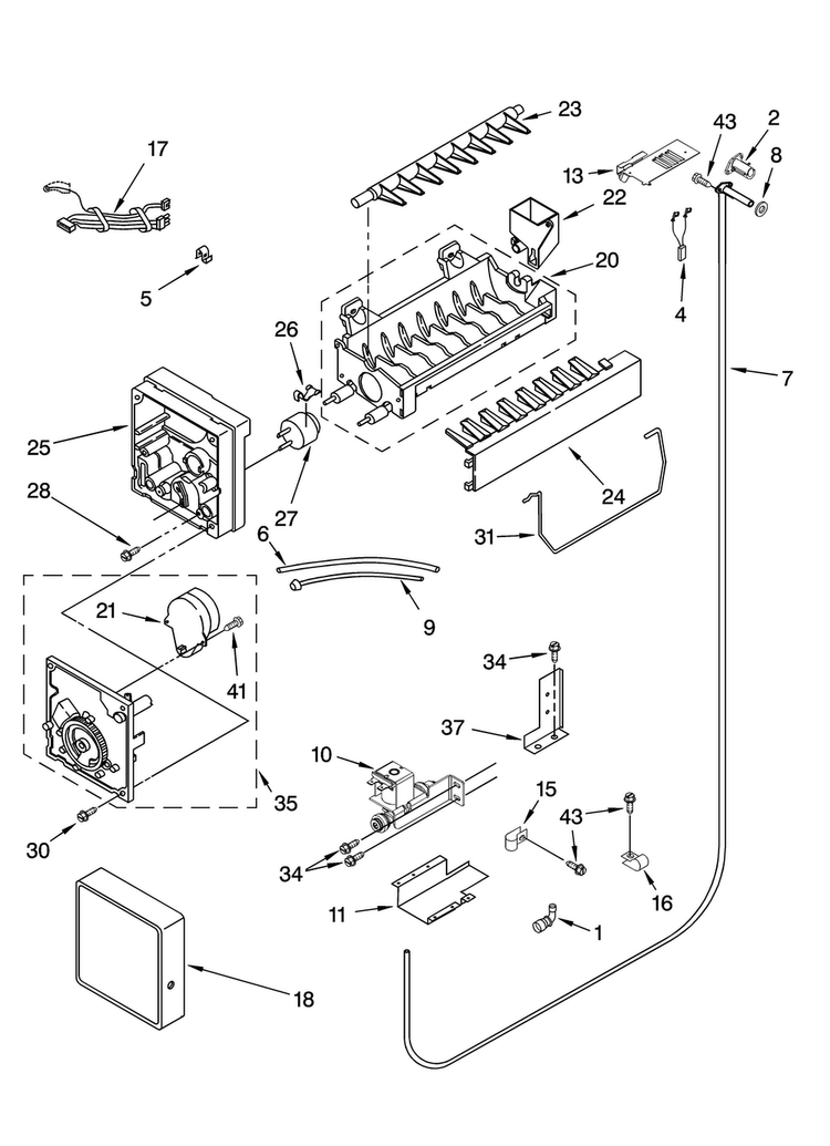 Icemaker Parts Diagram and Parts List for KBULT3661A02  Thermador Refrigerator