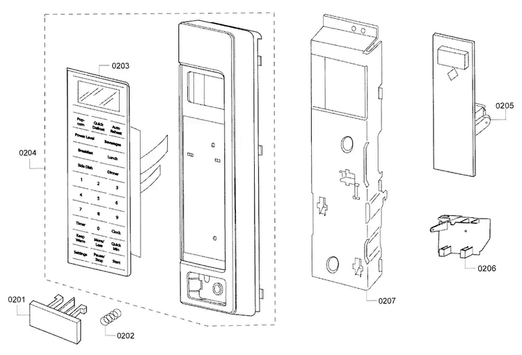 Control Panel Diagram and Parts List for HMB5020 01 Bosch Microwave