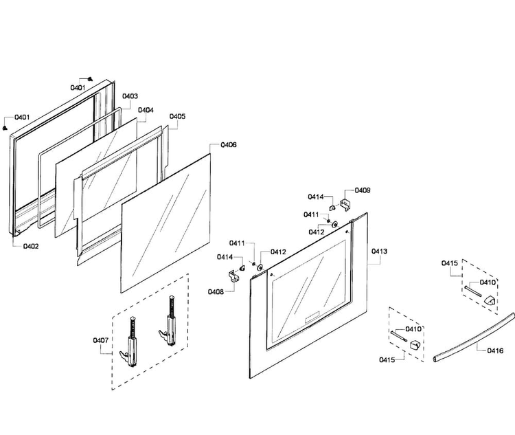 Door Assy Diagram and Parts List for HBL8450UC 07 Bosch Wall Oven