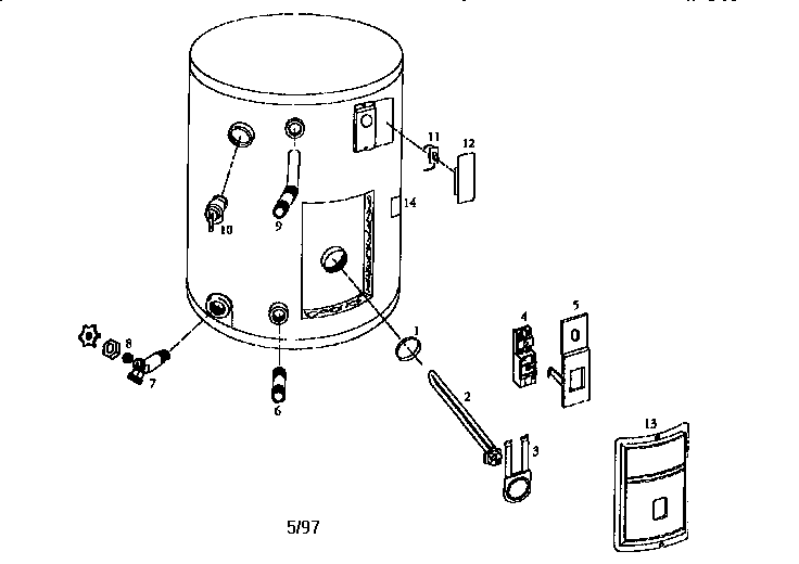 Replacement Parts Diagram and Parts List for 153317331  Kenmore Water Heater