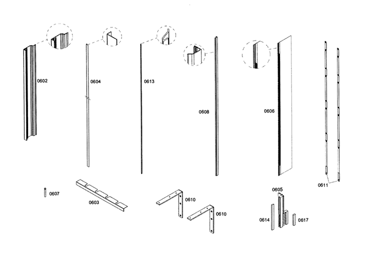 Trim Diagram and Parts List for T18ID80NLP 42 Thermador Freezer